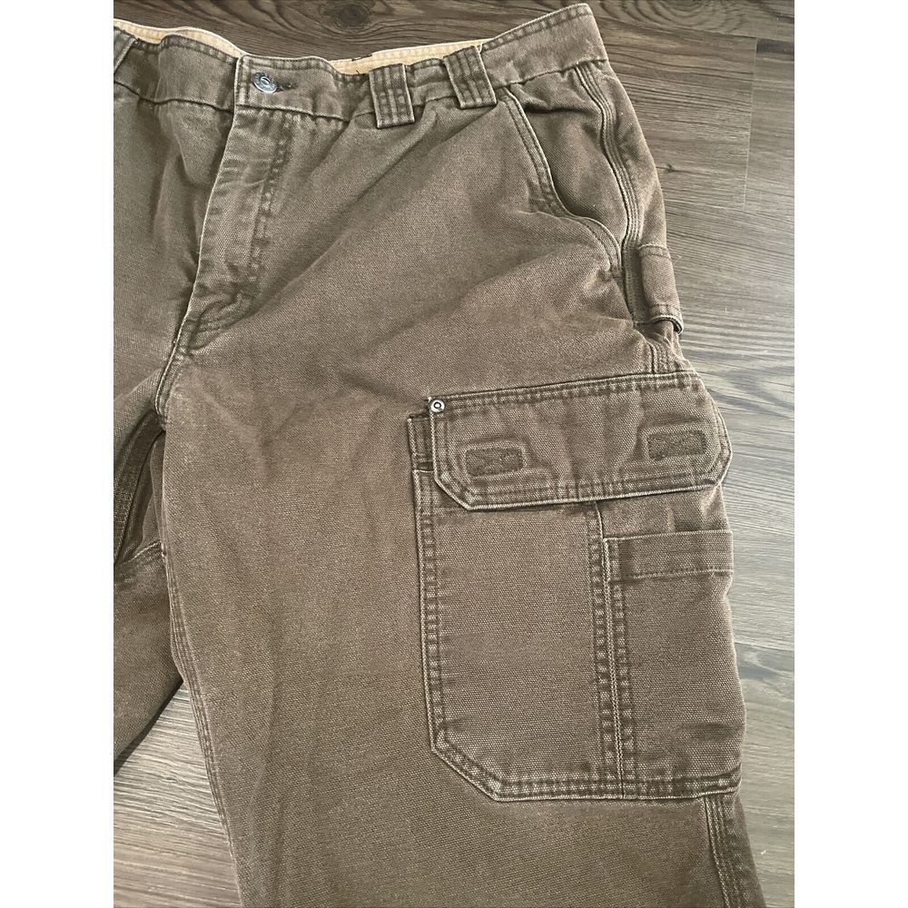 Duluth‎ Trading 40x28 Brown Carpenter Cargo Pants Hook & Loop Back Pockets - Picture 2 of 6